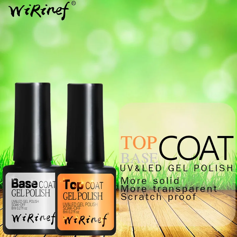 WiRinef No Sticky Layer Transparent Color Top&ampBase Coat 8ml Nail Gel Polish Soak Off UV&ampLED Matt Top Lacquer | Красота и
