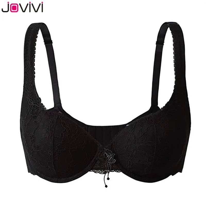 Jovivi, 1 шт., 3/4 чашечки, женский бюстгальтер на косточках, удобный кружевной бюстгальтер, повседневный цветочный бюстгальтер, стильные очаровательные черные бюстгальтеры на каждый день, 32B-42DDD