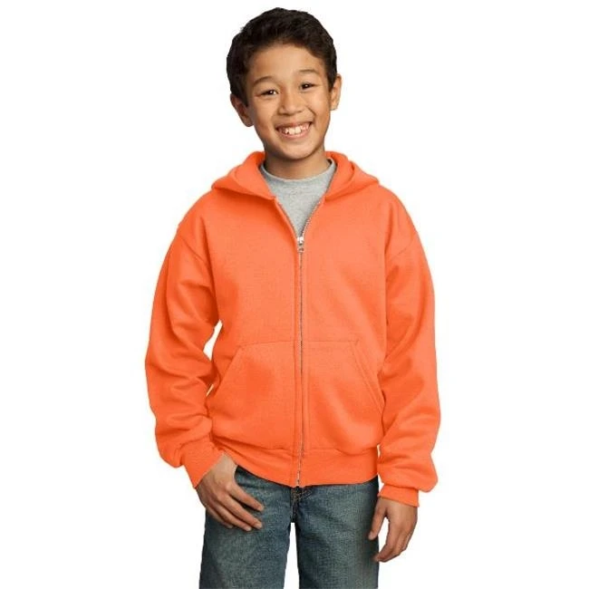Port & Company PC90YZH Youth Core флисовая толстовка на молнии с капюшоном неоновый оранжевый