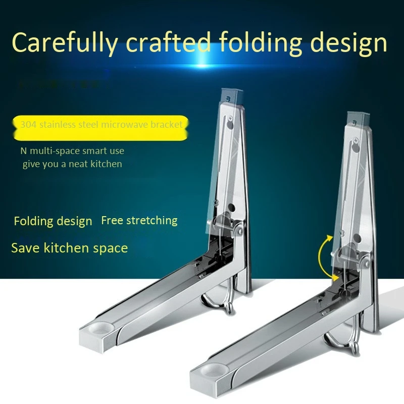 

Storage Holder Thick Stainless Steel Folding Microwave Oven Rack Oven Bracket Telescopic Rack Wall Bracket