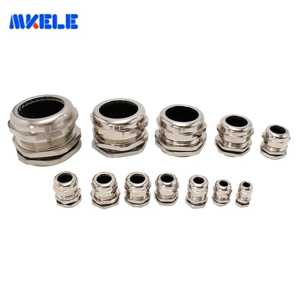 

IP68 10 Pcs/lots Half-coupling PG7-PG36 Waterproof Connector Cable Wire Gland Nickel Brass Metal Stainless Steel Free Shipping