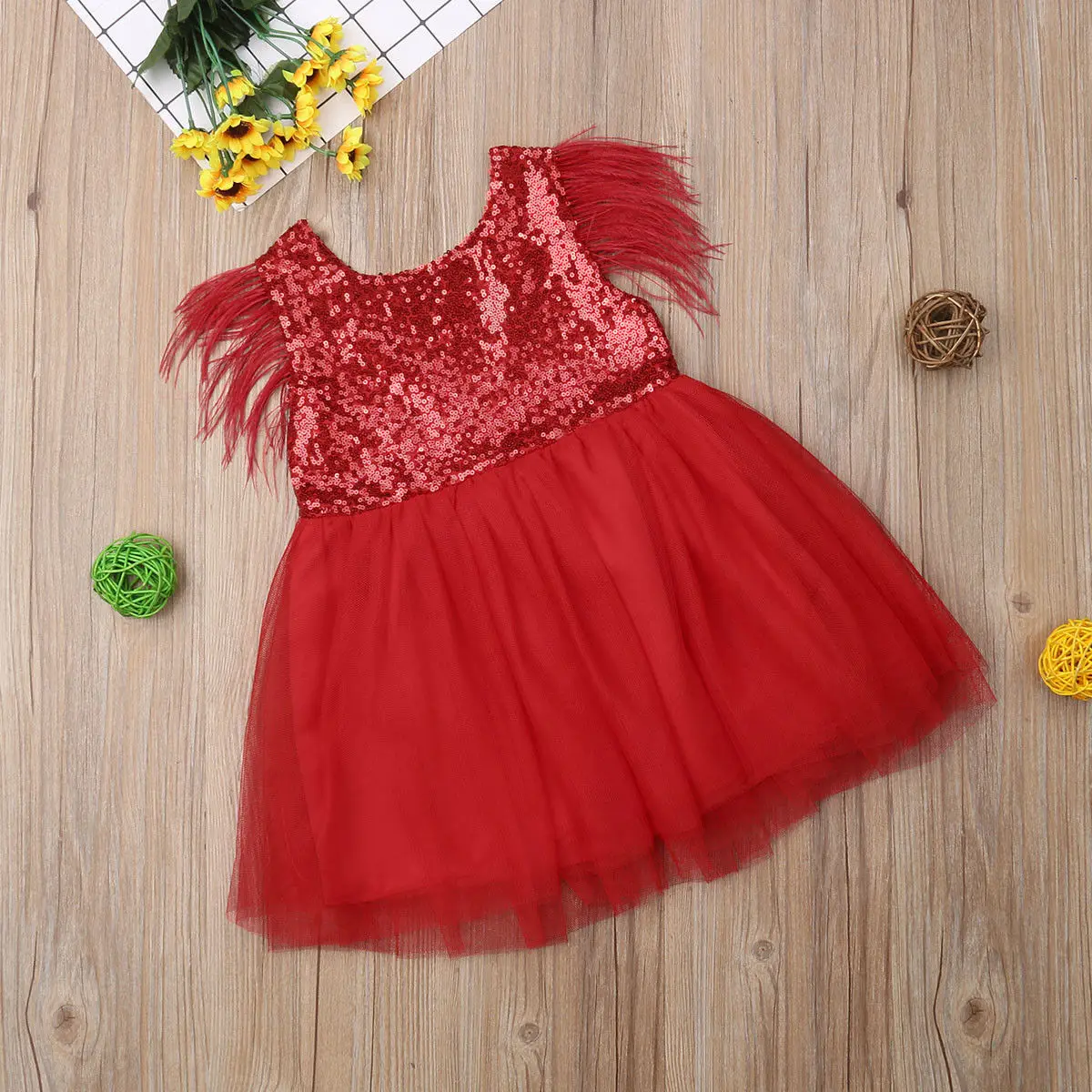 2018 Newest Hot Christmas Toddler Kids Baby Girls Dress Sequins Fly Sleeves Tulle Party Gown Dresses Sundress 1-6T | Детская одежда и
