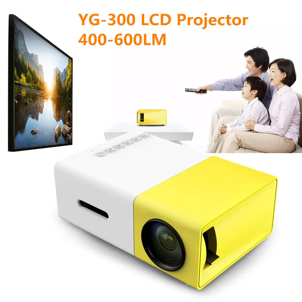 YG300 YG-300 ЖК-проектор полный HD видеопроектор светодиодный 400-600LM 320x240 1080 P