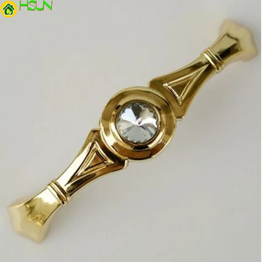 96 мм модные роскошные стеклянные алмазные ручки для современной мебели 24k