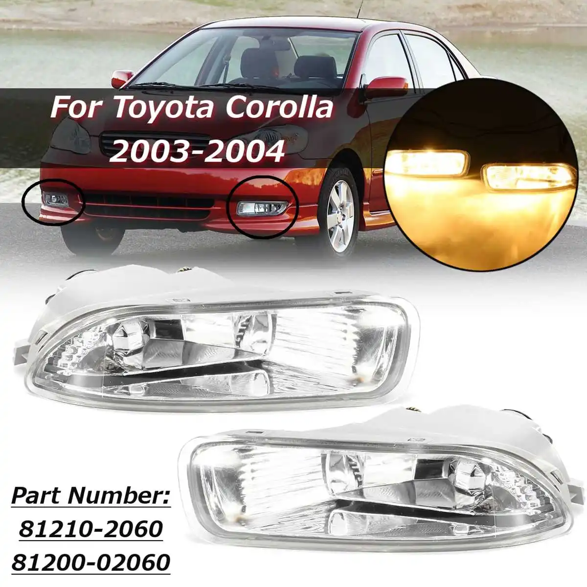 81200-02060 1 пара противотуманный светильник для Toyota Corolla 2003 2004 автомобильный бампер лампа прозрачные линзы с лампой высокая яркость Замена
