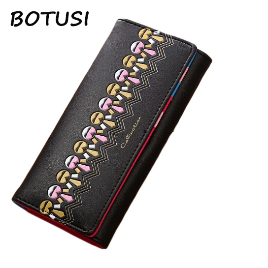 BOTUSI, женские кошельки, высокое качество, клатч, кошелек, длинный женский кошелек, Carteira Feminina, большая емкость, на молнии, карман для сотового телефона