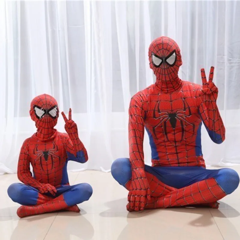 Костюм Человека-паука для детей 3d костюм маска мальчиков спандекс черный красный