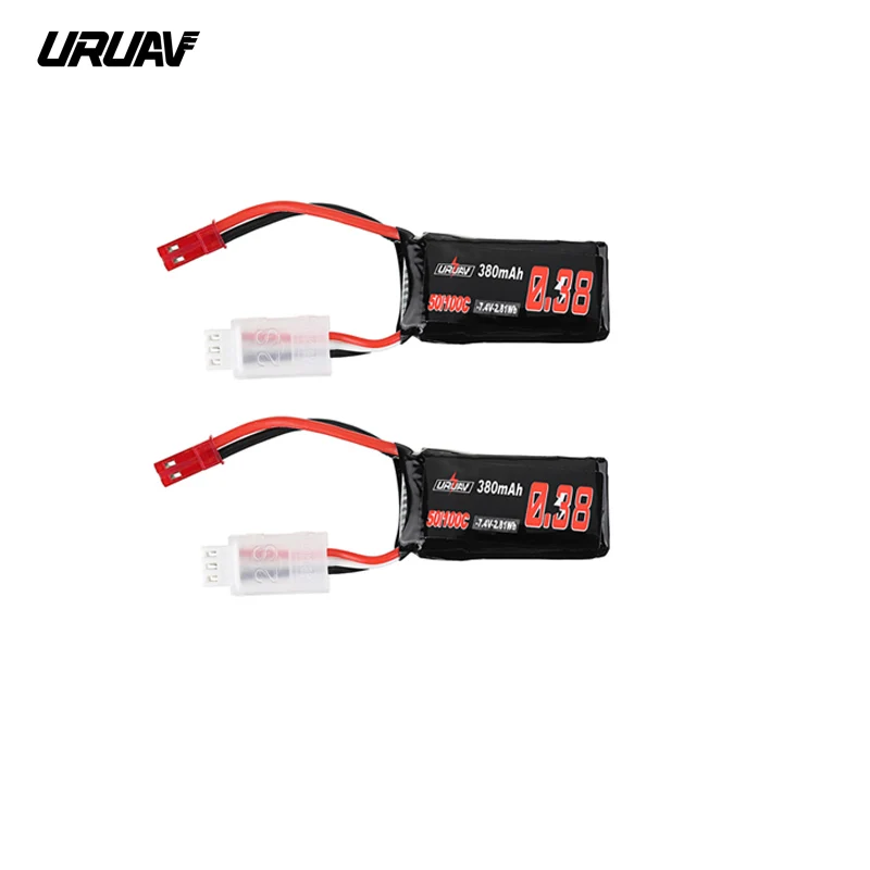 2 шт/4 шт URUAV 7 4 V 380mAh 50C/100C 2S Lipo батарея и JST разъем для радиоуправляемых дронов FPV