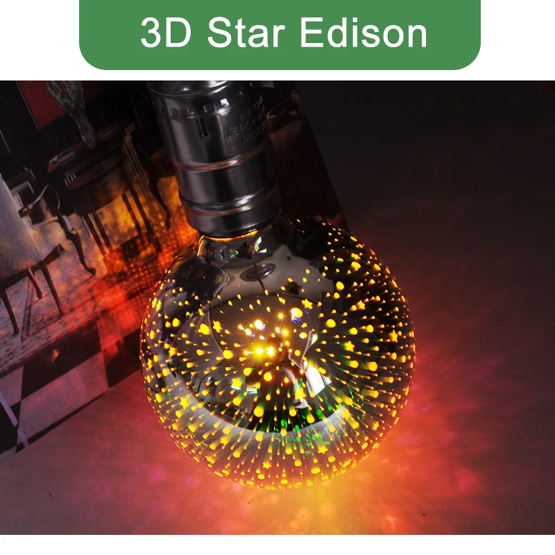 Kaguyahime светодиодный лампы 3D звезда Эдисон E27 красочные ST64 A60 G80 G95 светильник 220V110V