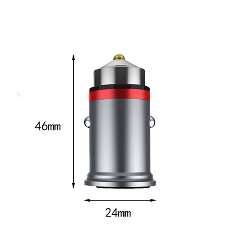 Универсальный светодиодный двойной USB Металлический Мини Автомобильное