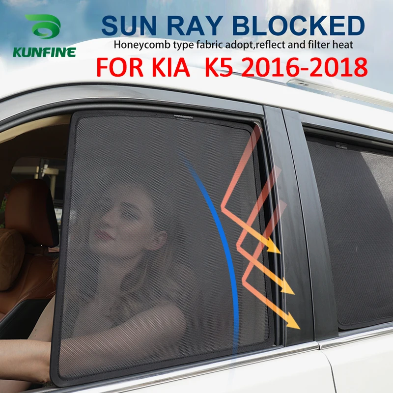

4 шт./компл. или 2 шт./компл. магнитные солнцезащитные очки для боковых окон автомобиля, сетчатые затеняющие шторы для KIA K5 2016 2017 2018 2019, черные автомобильные окна