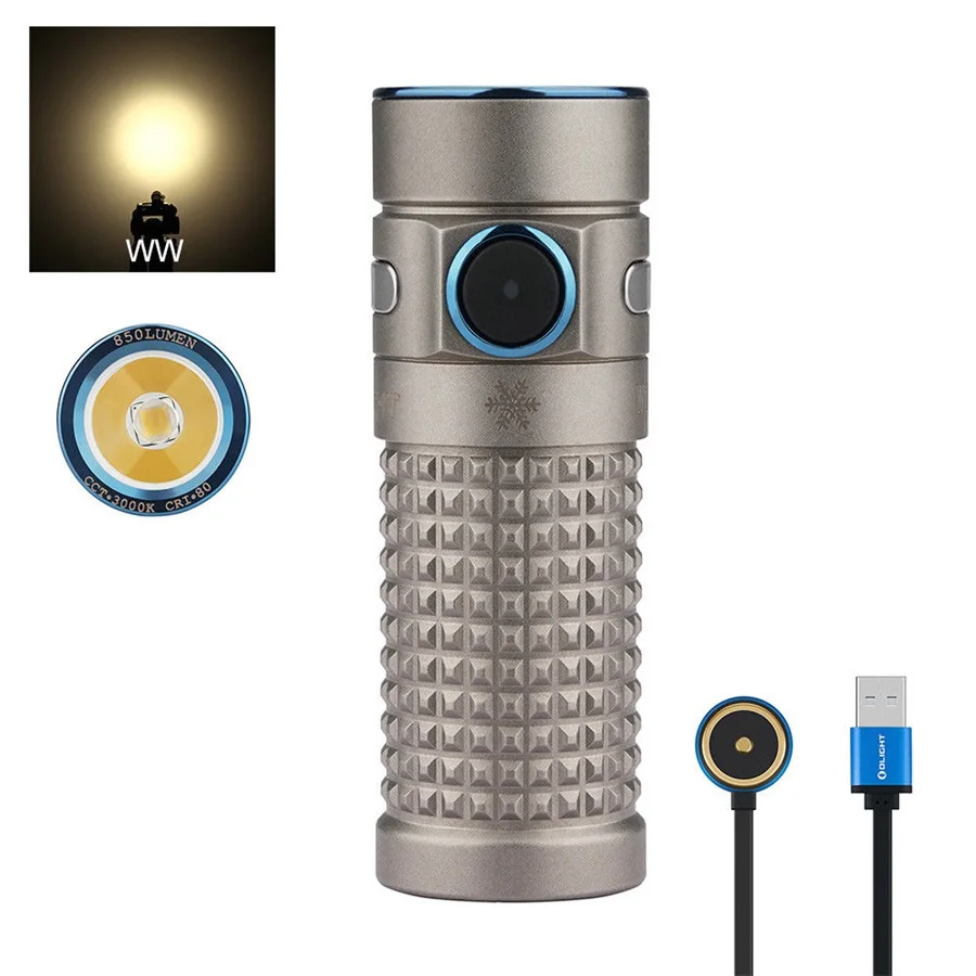Новый заряжаемый фонарик Olight S1R Baton II 1000 люмен зимний титановый ограниченный