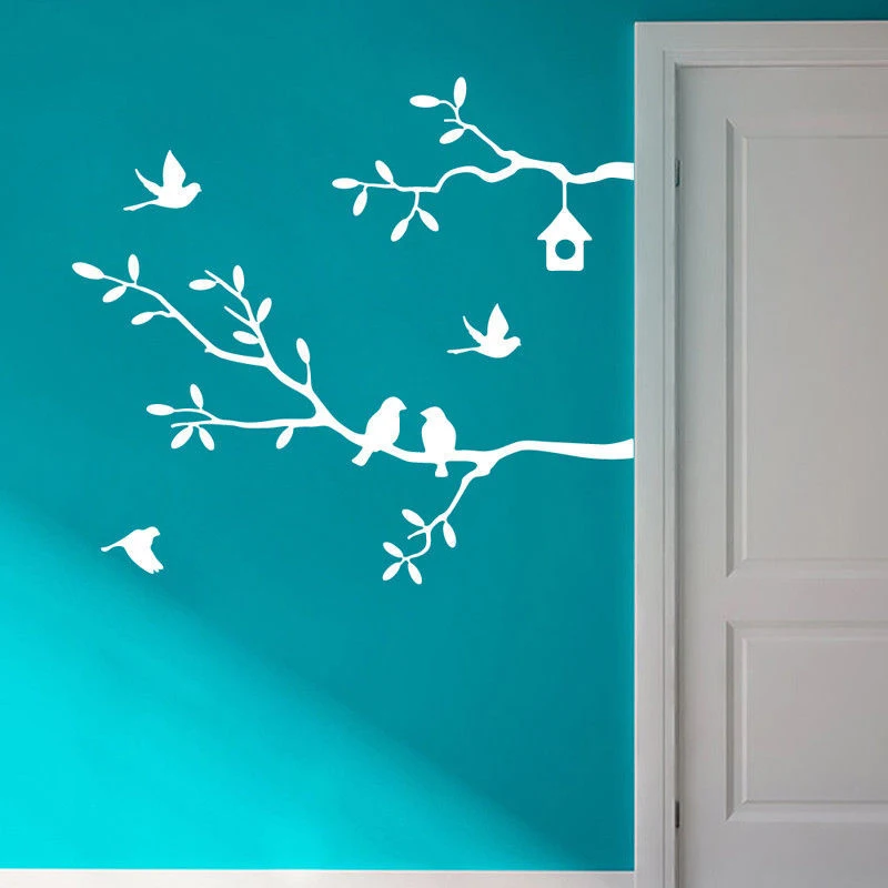 Самоклеящиеся виниловые наклейки на стену в виде птиц и деревьев Переводные