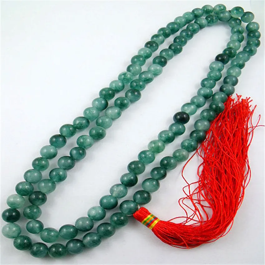 Natural Unisexmm 108white green Bead Mala necklace Atrovirens Crystal yoga Bless Bracelet energy Prayer Healing MONK Unisex | Украшения и