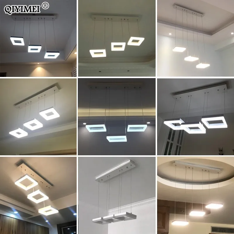 

Modern led pendant lights for dining room living room Acrylic Aluminum Rectangle led pendant lamp fixtures AC85-265V