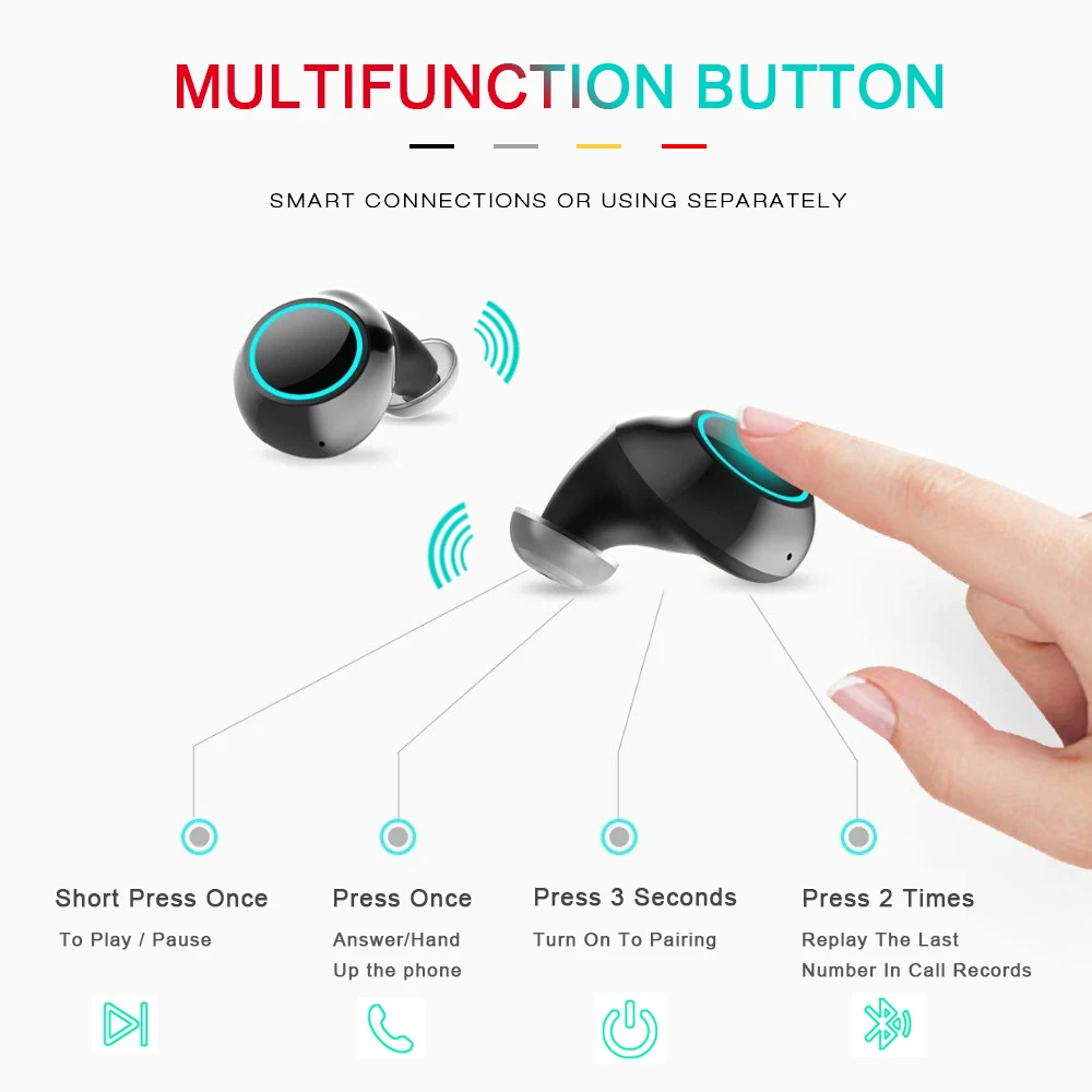 Мини Спортивные беспроводные наушники Bluetooth гарнитура Tws 5 0 наушники-вкладыши для