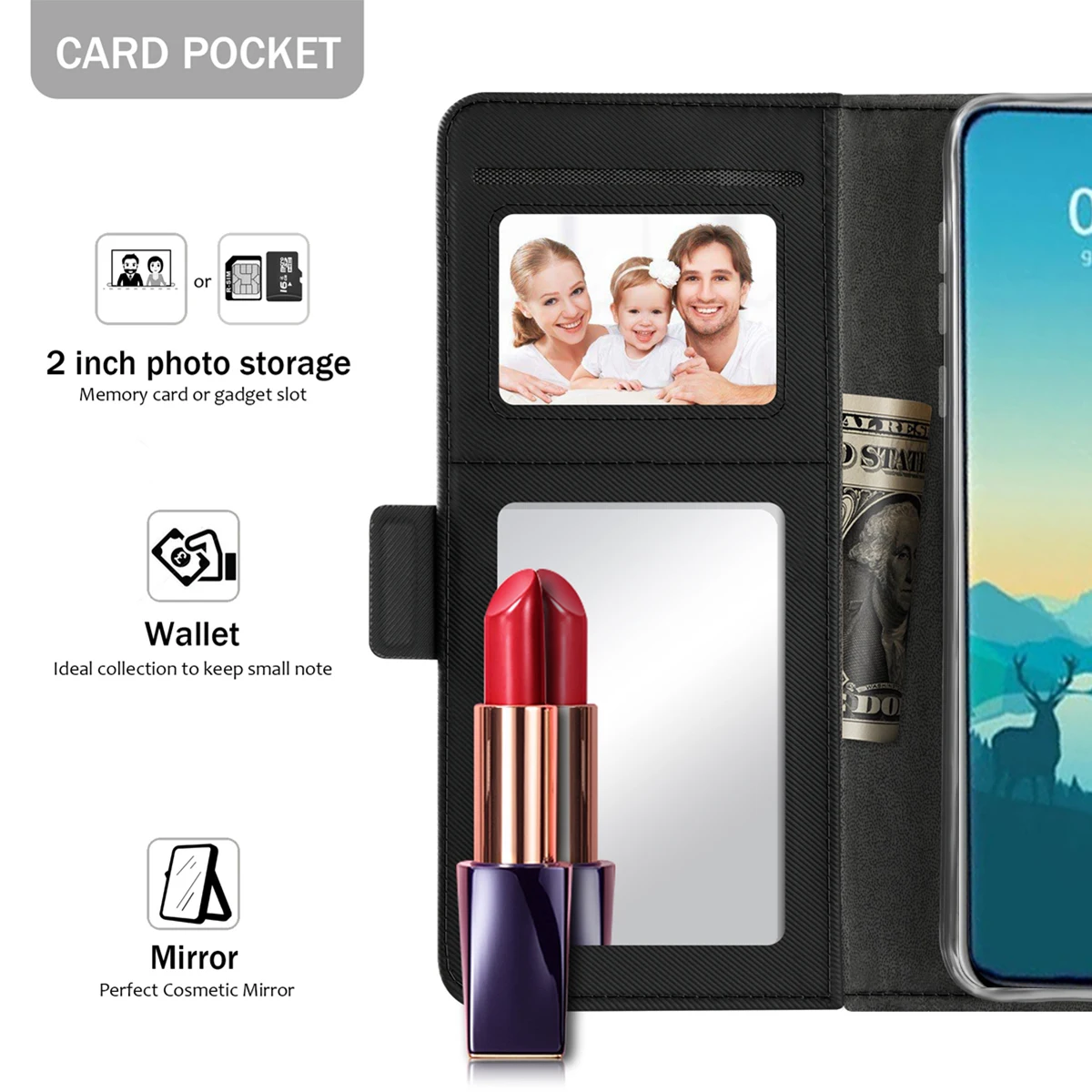For Xiaomi Redmi 7 Case PU Leather Magnetic Buckle Flip Stand Wallet Cover Rotate Card Holders Mirror |