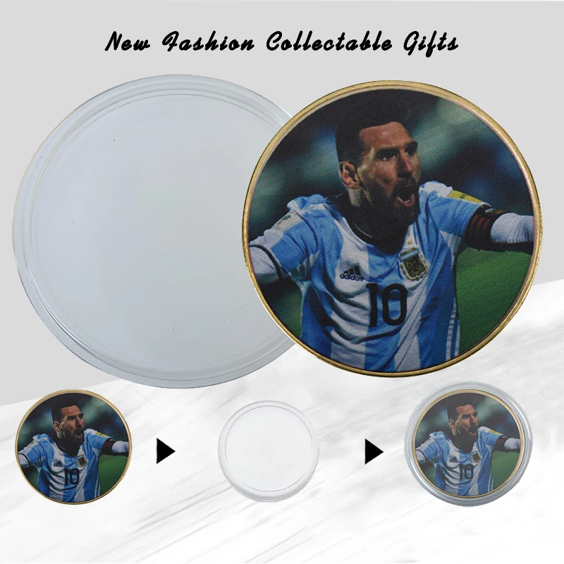 2019 WR Lionel Messi AAA позолоченная металлическая монета Спорт Футбол Золотая с чехлом