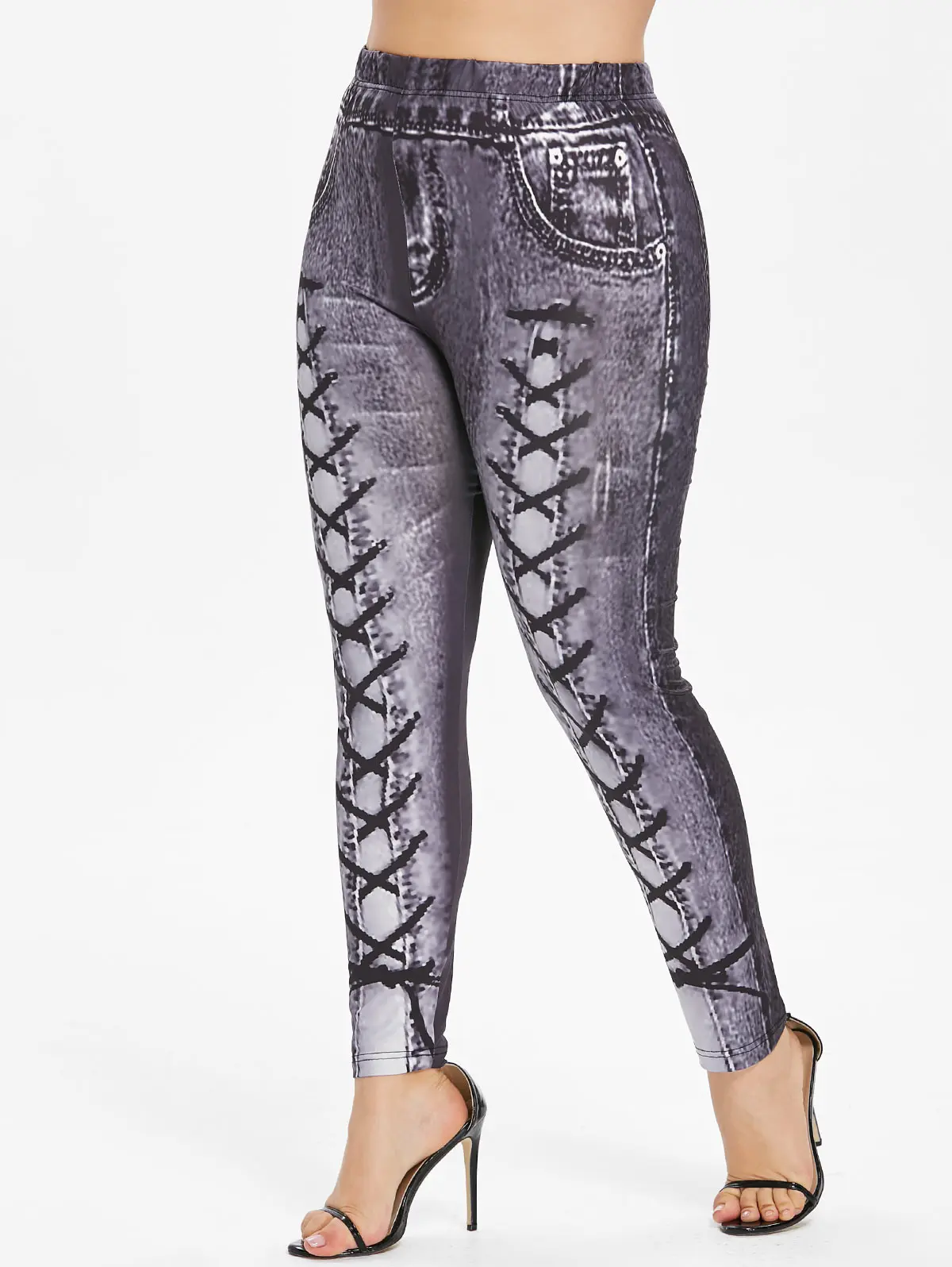 Wipalo New Arrival Leggings Women Plus Size 3D Printed High Elastic Waisted Workout Leggins Skinny Casual Female Pants | Женская одежда