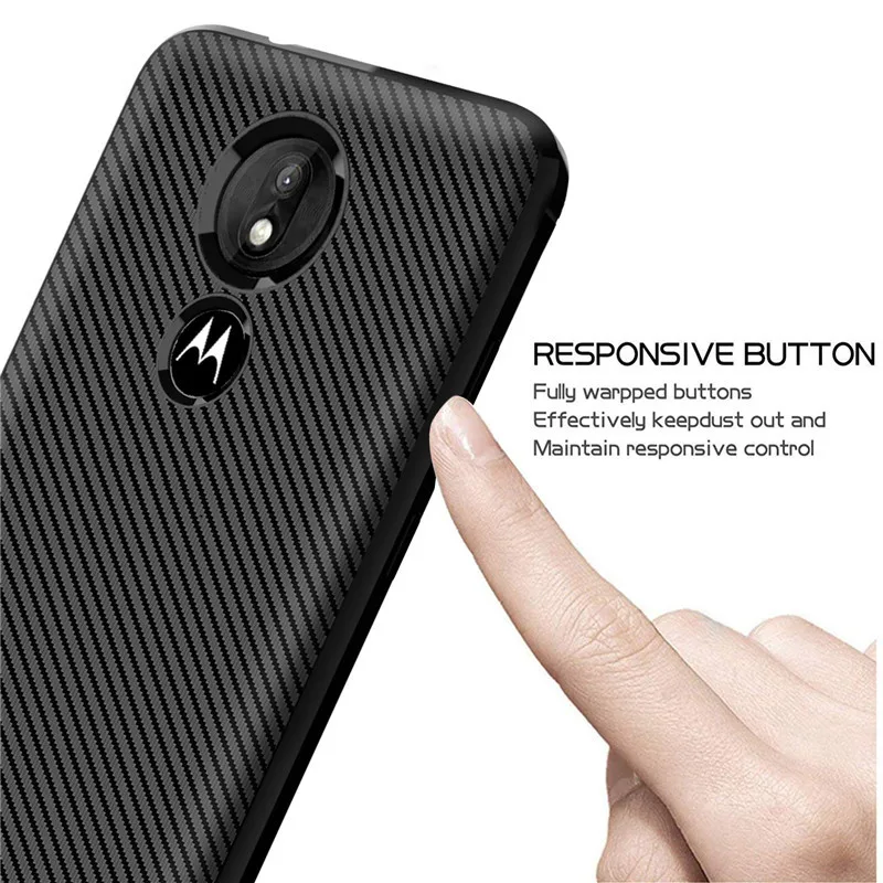 Чехол из углеродного волокна для Moto Z4 Play G7 Plus мягкий ударопрочный чехол ТПУ с
