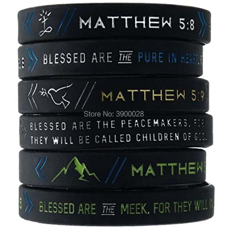 100pcs Power of Faith Bible Verse Wristbands Black Silicone Bracelets for Men Women Christian Religious Jewelry Gifts | Украшения и