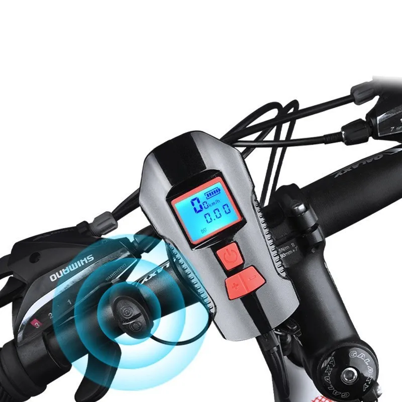 Waterproof Multi-function 3in1 MTB Road Bike Front Light Bicycle Stopwatch Electronic Bell Horn USB Rechargeable Headlight | Спорт и