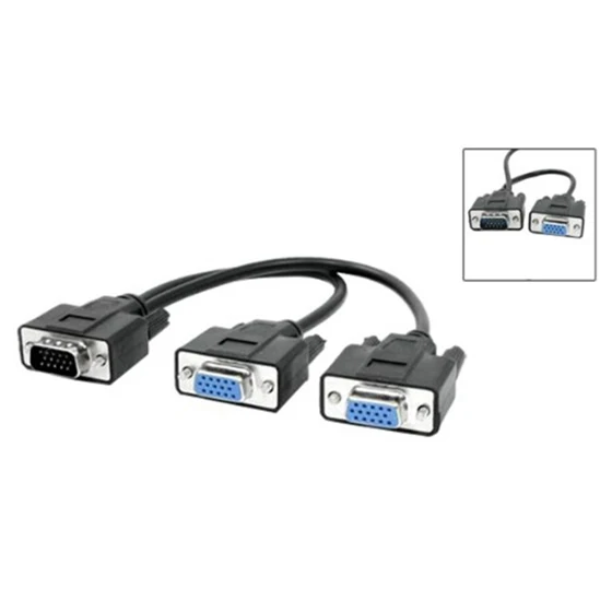 VGA 15 штырьковый штыревой разъем 2 гнездовой компьютера кабель черный |