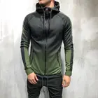 Осенне-зимний теплый мужской спортивный костюм из двух предметов, уличные повседневные худи с длинным рукавом и градиентом, брюки до щиколотки, комплект из двух предметов