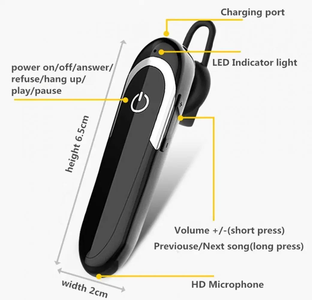 Bluetooth наушники с микрофоном 32 часа в режиме разговора беспроводная гарнитура