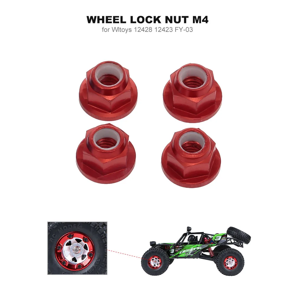 4 мм гайка блокировки колеса шт для RC автомобиля 1:12 Wltoys 12428 12423 FY-03 Hopup Запчасти