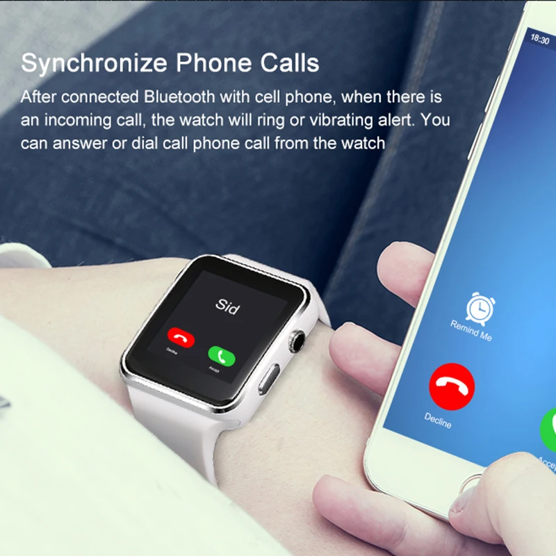 Bluetooth Смарт часы X6 спортивные Шагомер Smartwatch с камерой поддержка sim карты Whatsapp Facebook