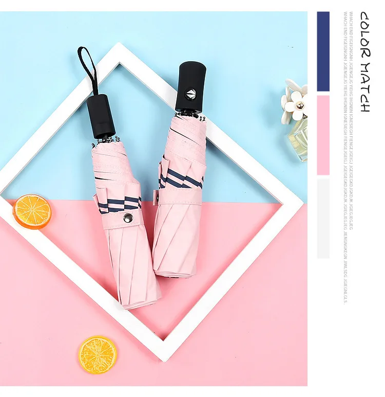 ZTAutomatic Stripe Parasol Sunshade Sunscreen Ultraviolet Rays Black Rubber Dual Umbrella YS231- | Дом и сад