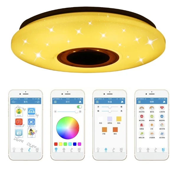 Светодиодный потолочный светильник 36 Вт Rgb Круглый с Bluetooth динамиком|Потолочные