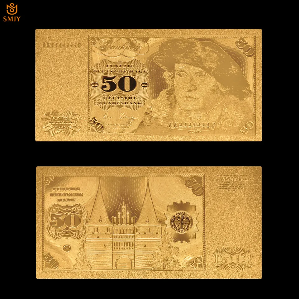 6 шт./лот домашние украшения немецкая Золотая банкнота 5/10/20/50/500/1000 Mark 999 9 фольга