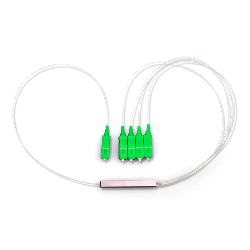 

80pcs Optical Splitter SC APC 1 : 4 Mini PLC 1 x 4 0.9mm FTTH SM G657A fiber optic splitter Factory wholesale Free shipping