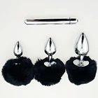 Анальная пробка для женщин, мохнатый кролик, металлическая, Анальная пробка, мощная, 10 частот, водонепроницаемая, в форме пули, набор для взрослых и мужчин, секс-игрушки