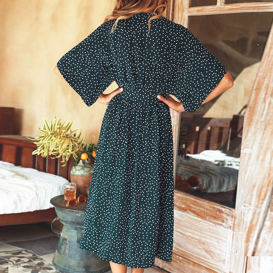 Женское винтажное платье в горошек Boho модное летнее пляжное для вечеринки |