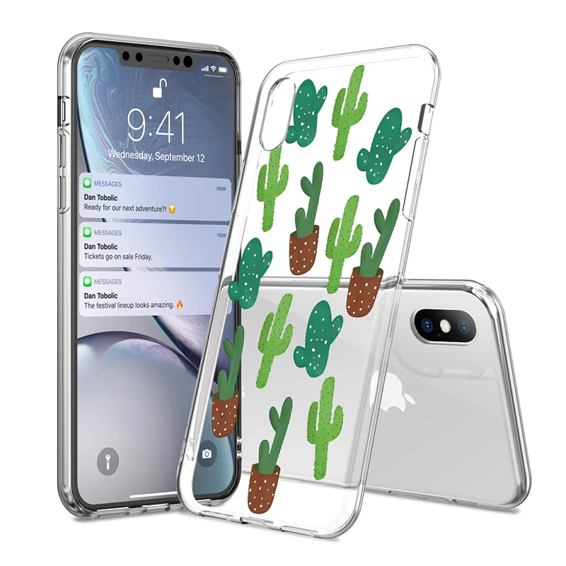 Lovebay Телефон чехол для iPhone 6 6s 7 8 Plus X XR XS Макс 5 5S SE мода мультфильм кактус зеленый