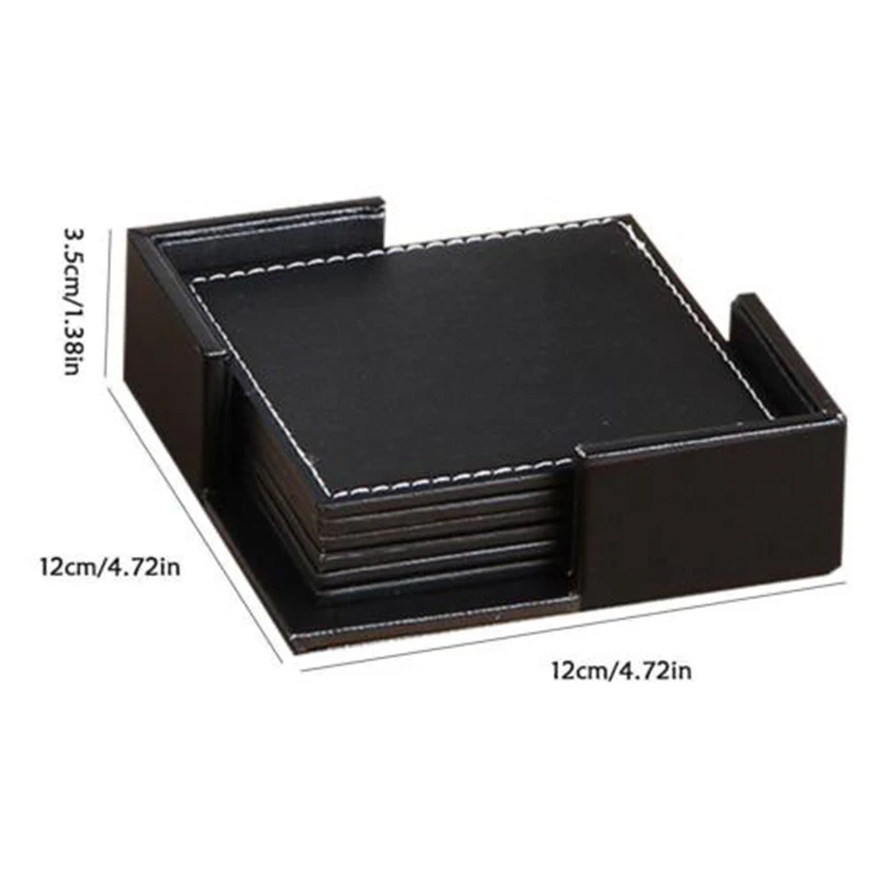 ПУ кожа бар пиво напитки подставки для напитков набор из 6 шт с держателем питания