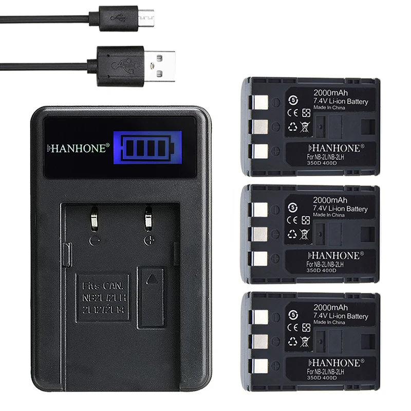 Аккумуляторная батарея для цифровой камеры 3 шт. 2000 мАч с USB-зарядным устройством