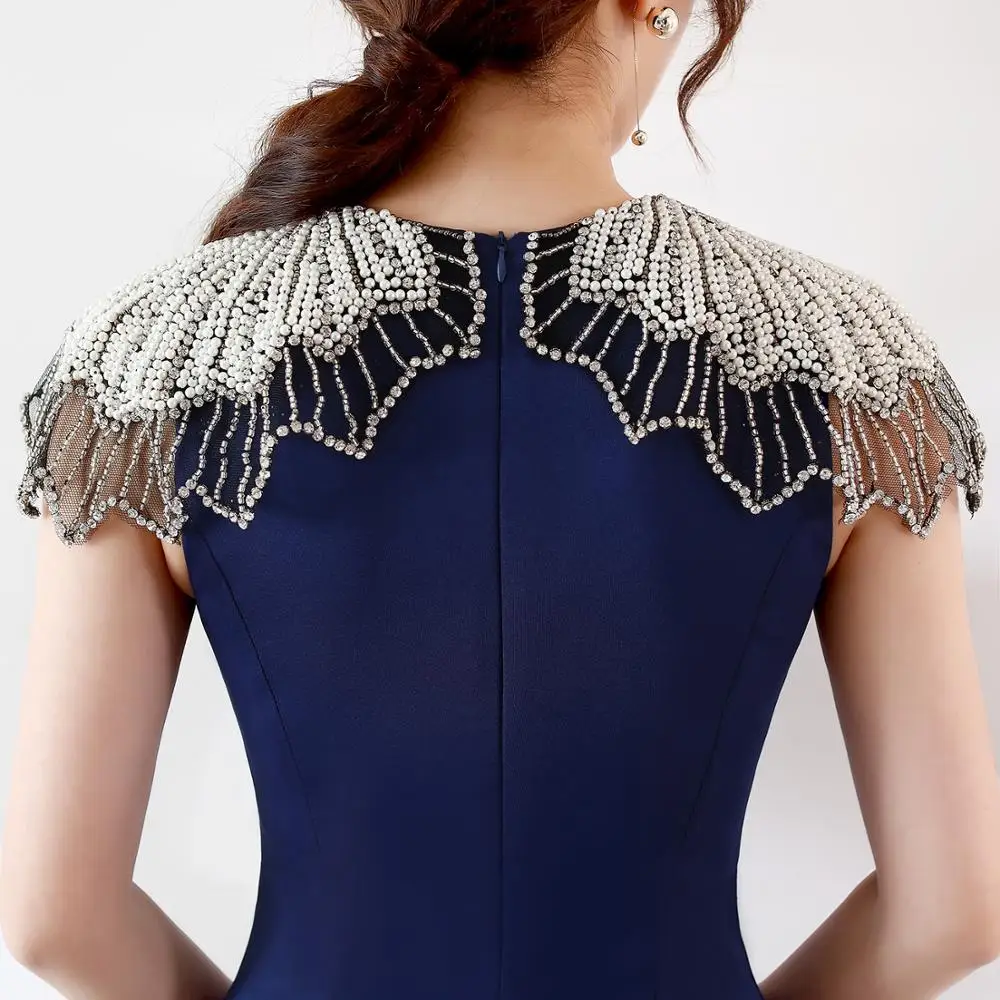 Vestidos Fiesta De Noche Mujer Элегантное Длинное атласное вечернее платье с круглым вырезом и