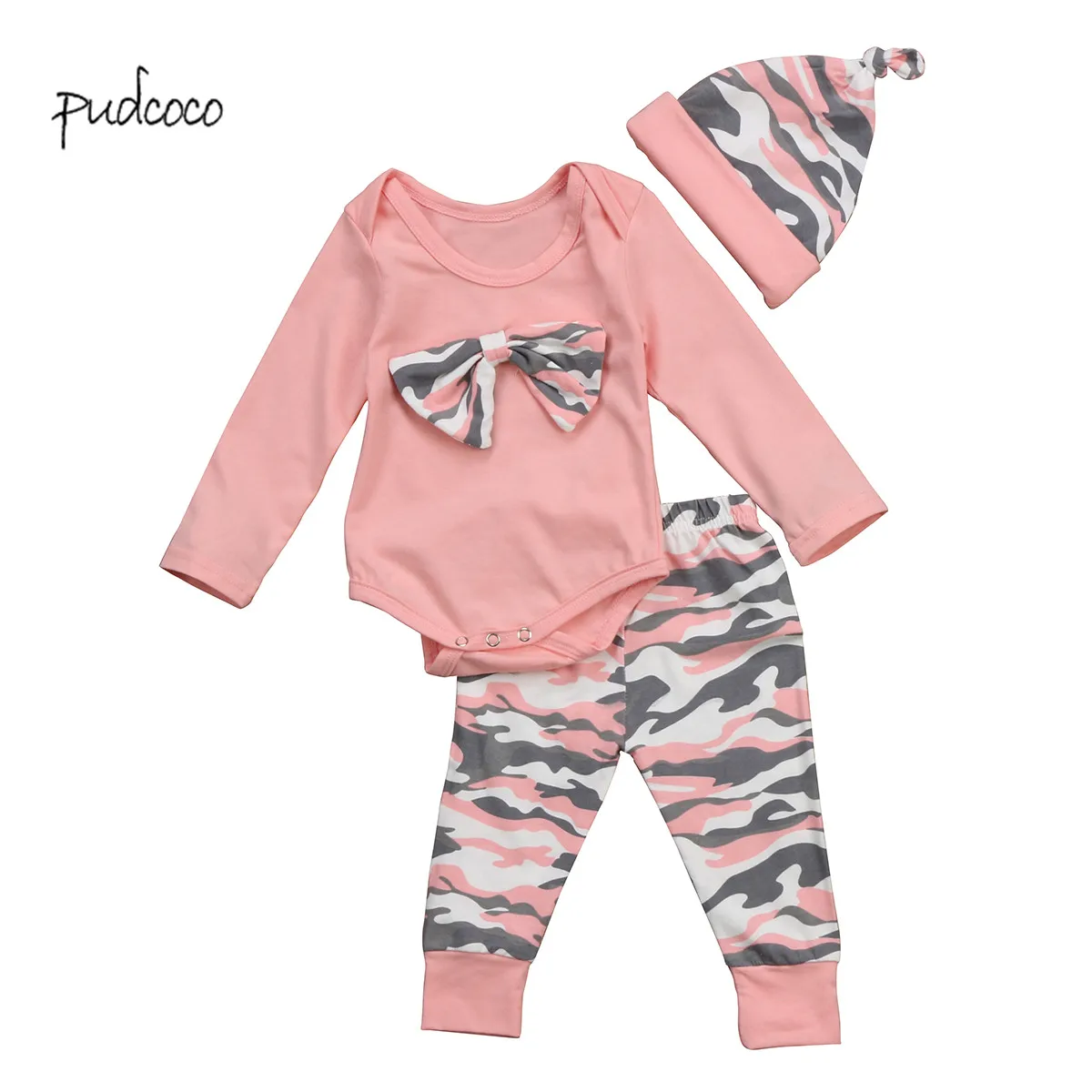 Pudcoco/новый бренд боди для новорожденных девочек + штаны шляпа одежда