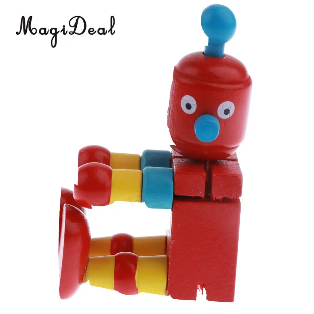 

MagiDeal Wooden Walnut Puppets Robots Action Toys Flexible Joints Poseable for Baby Children Kids Xmas Gift Fun Toys 6Colors