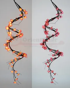 6' LED Lighted Soft Blossom Plum Willow Twig Garland Christmas Party New Year Wedding Decoration Soft Willow Garland Lighted