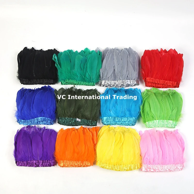 Оптовая продажа гусиное перо отделка 10 м/лот окрашенные настоящие гуси ленты с