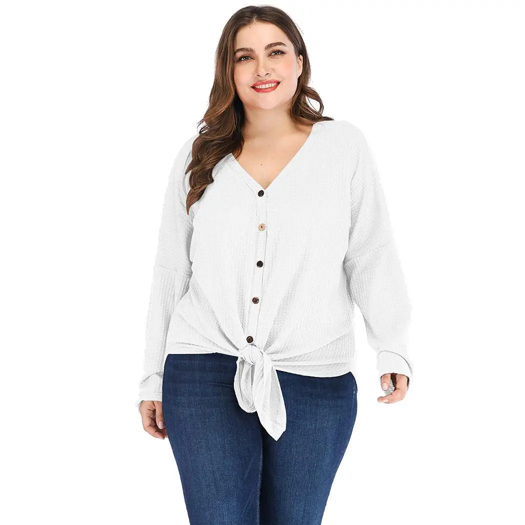 Женская мода V образным вырезом с длинным рукавом Повседневные Твердые плюс