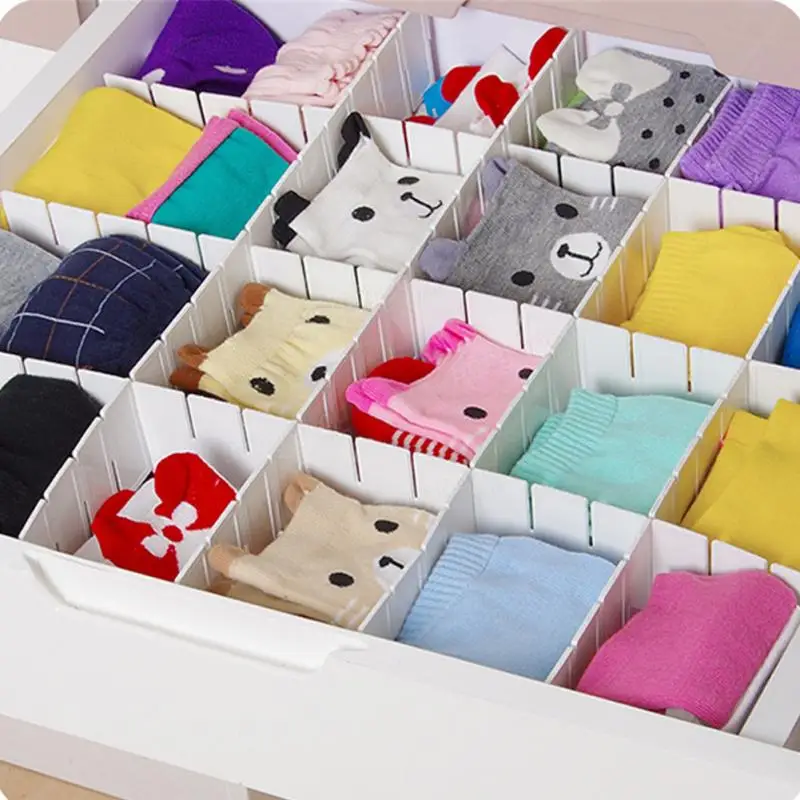 6pcs/lot Adjustable Drawer Clapboard Partition Divider Cabinet DIY Grid Storage Organizer