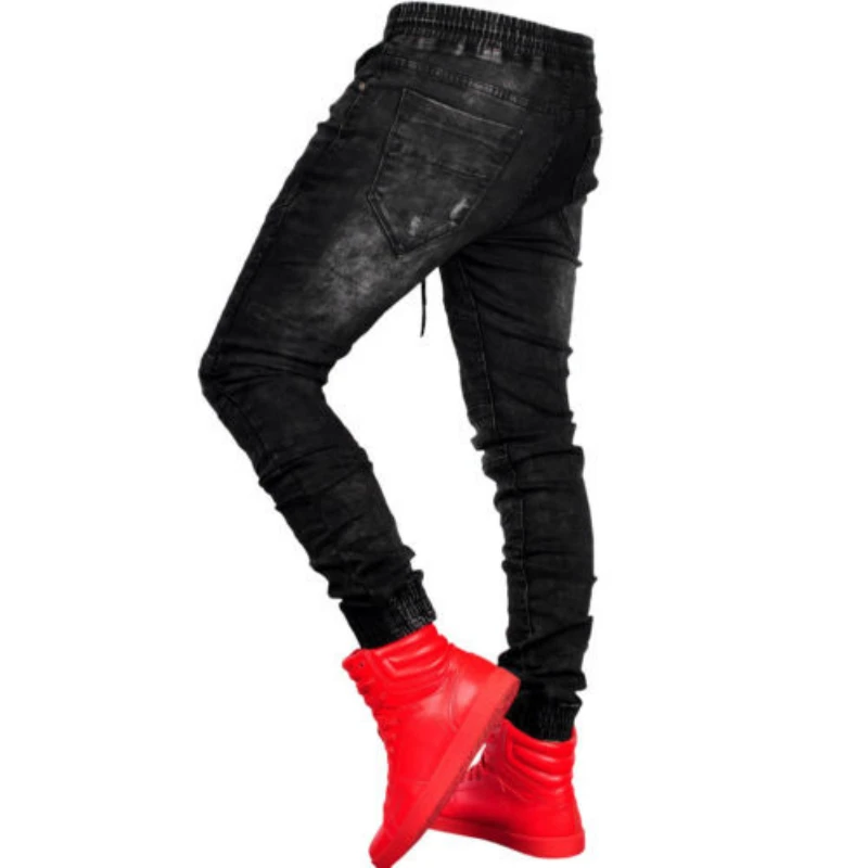 

2019 Men Stylish Ripped Jeans Pants Biker Skinny Slim Straight Frayed Denim Trousers New Fashion skinny jeans men Clothes