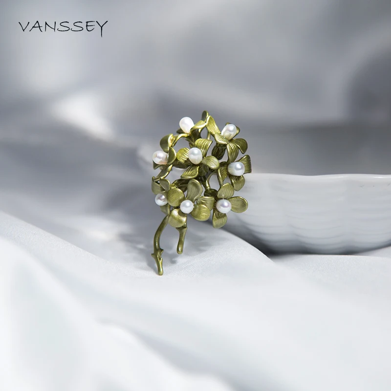 Vanssey модные ювелирные изделия букет клевер цветок натуральный жемчуг латунь