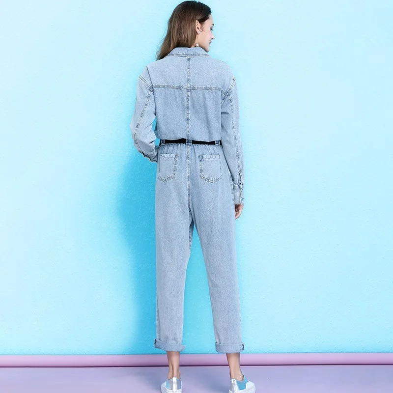 Женский джинсовый комбинезон с поясом NW19B6094 повседневное летнее поступление |